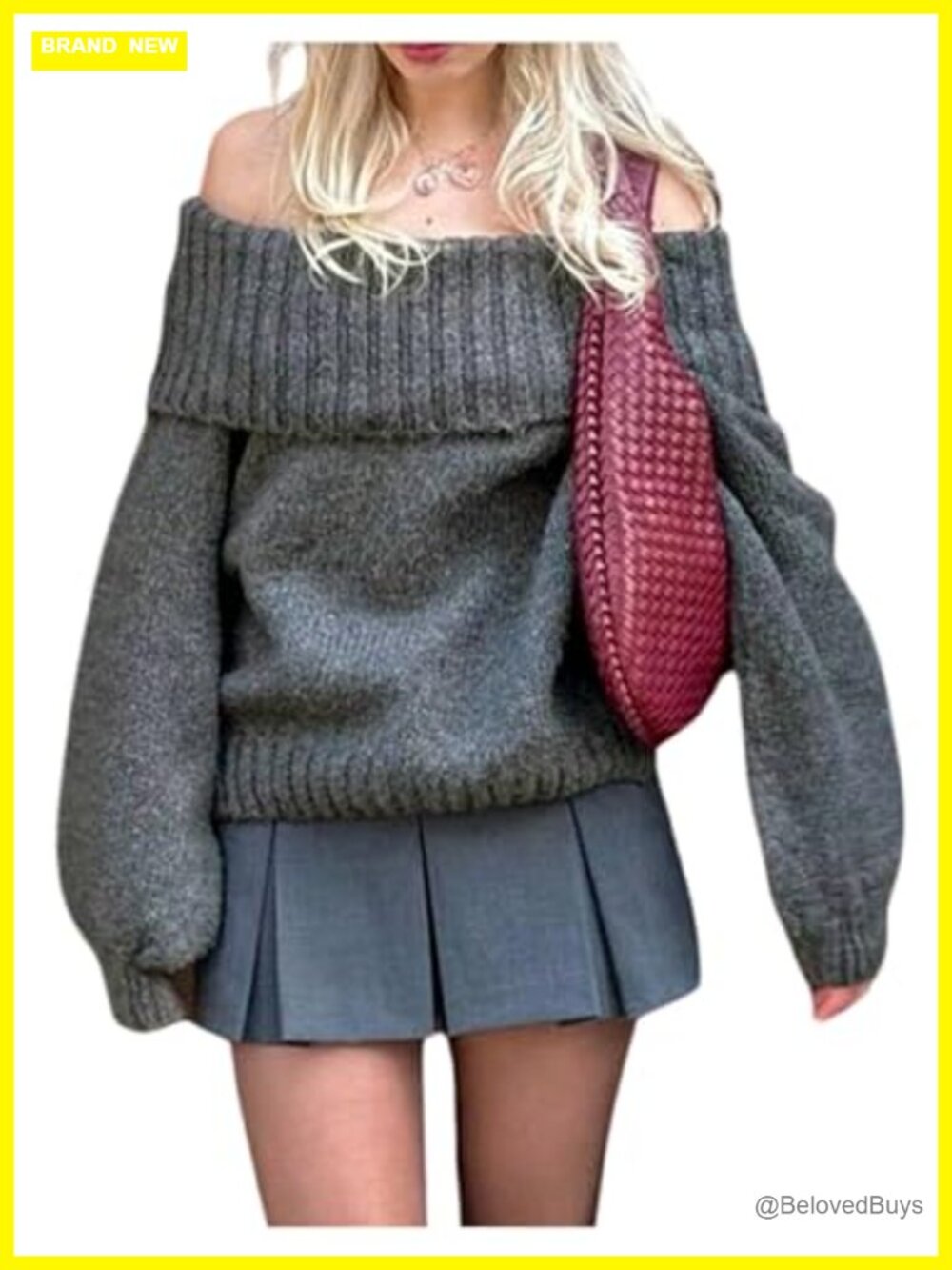 Off Shoulder Oversized Cable Knit Chunky Pullover Sweater Long Sleeve Cozy Fall